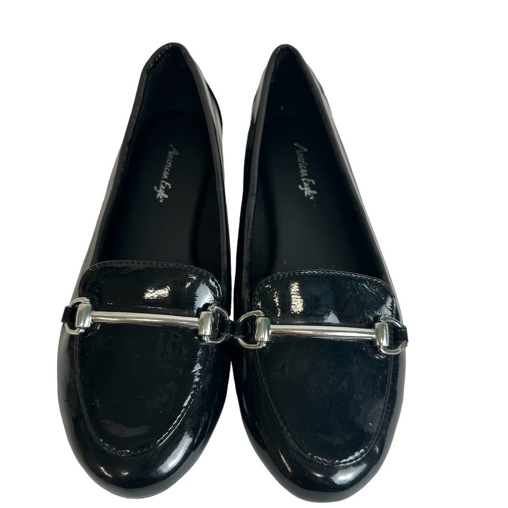 American‎ Eagle Loafers Youth size 3 Black Patent Leather Slip-On Academia